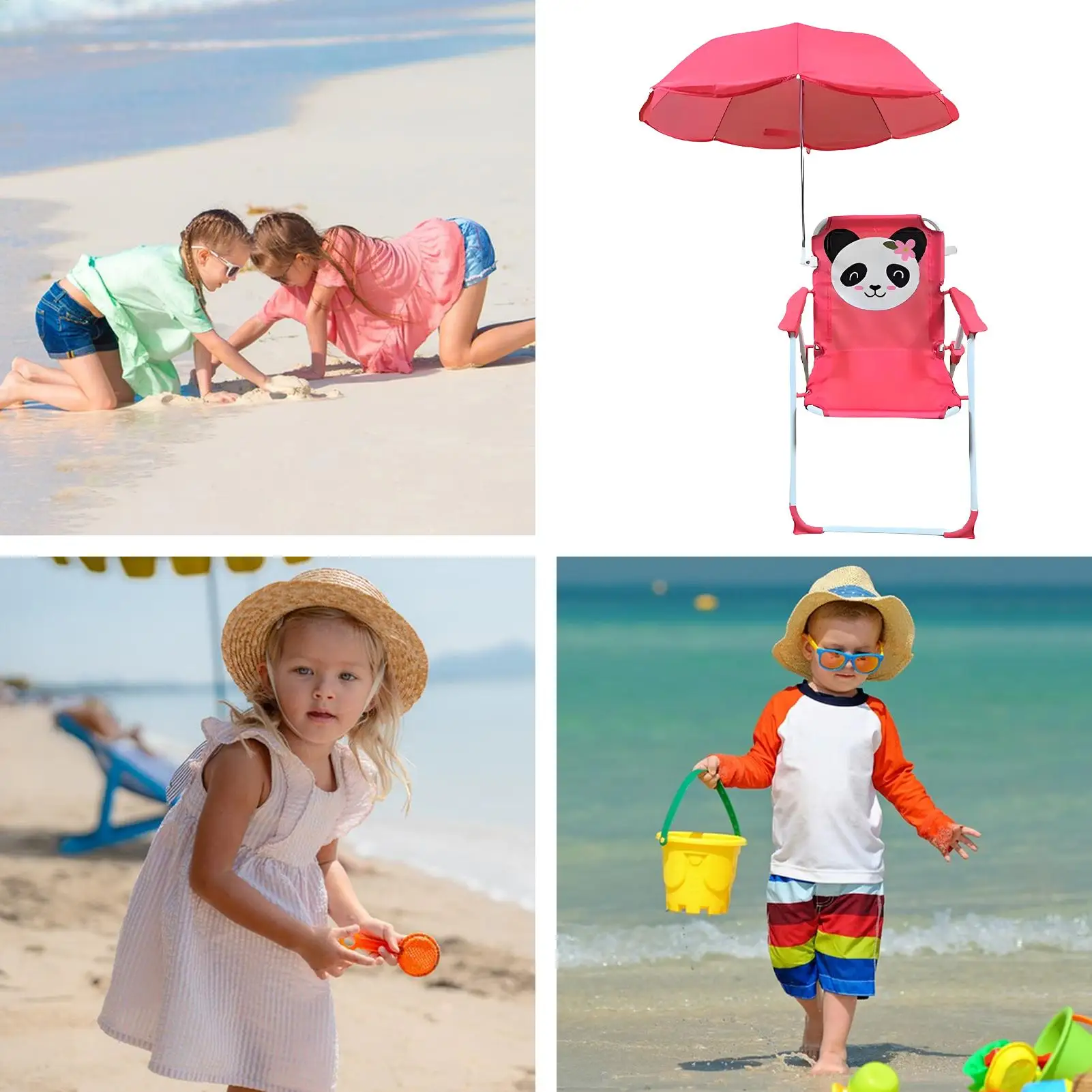 كرسي أطفال مع مظلة قابلة للطي مقعد حديقة مقاوم للرمل والرياح وخفيف الوزن كرسي أطفال محمول لقضاء العطلات في الفناء الخلفي للنزهة