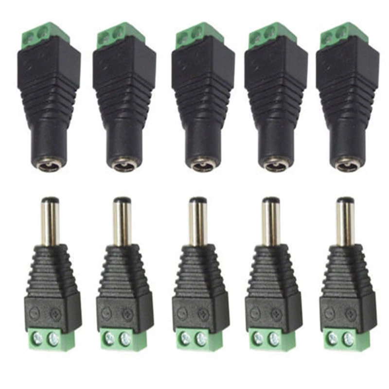 DC connector 2.1*5.5mm Light bar connector Male female connectors 1/2/5pcs dc power jack plugs,for 2835/5050/5730LED strip light