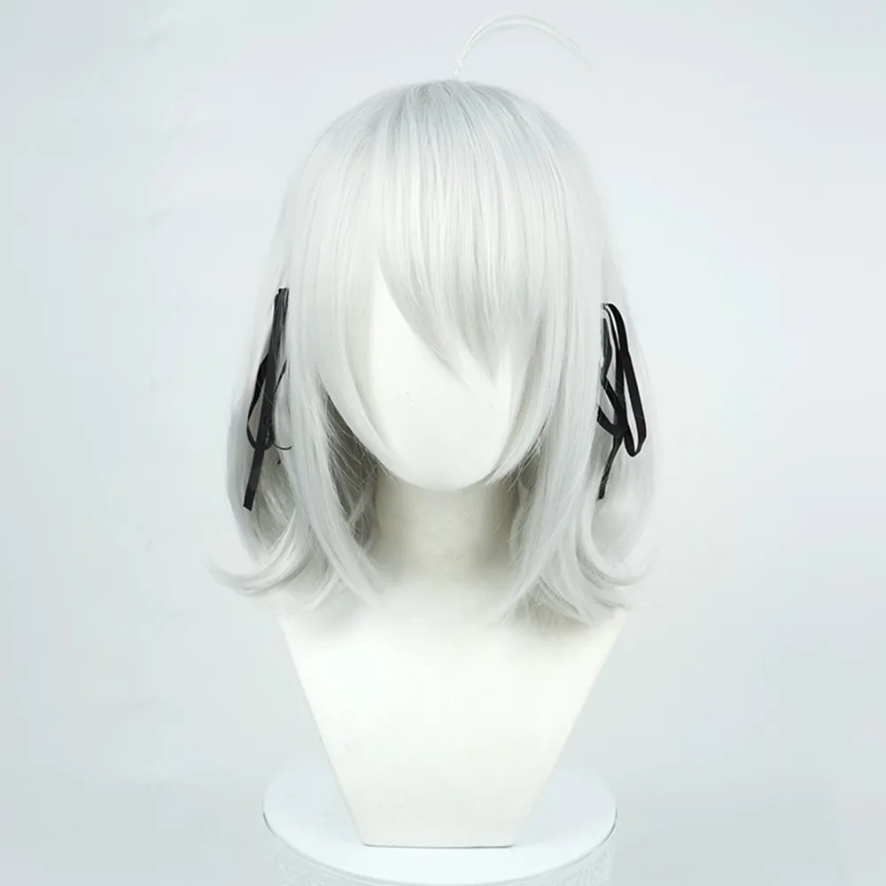 Spy Classroomn Cos Lily pelucas de Cosplay Anime plateado blanco corto rizado pelo sintético resistente al calor hombre pelucas para fiesta de Halloween