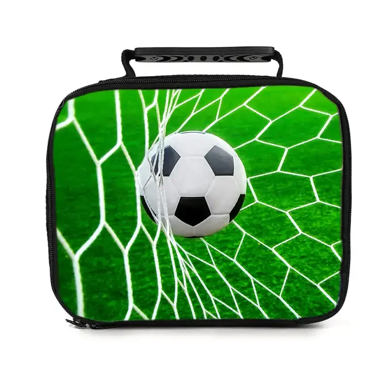 كرة القدم نمط يده حقيبة الغداء لصبي/فتاة أفضل الهدايا ثلاثية الأبعاد الكرتون حقيبة حفظ الطعام للأطفال العزل الحراري حقيبة تخييم