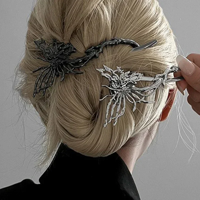 Liquid Biochemical Butterfly Hairpin Ladies Dress Up Alloy One-word Clip Back of The Head Hair Twist Clip