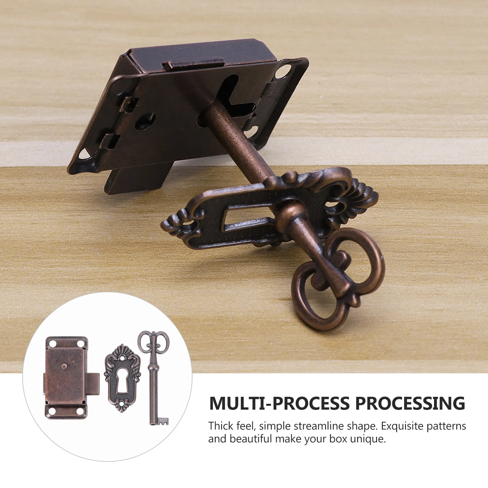 2Pcs Iron Jewelry Box Latches with Screw Holes Pattern Vintage Finish for Wooden Boxes Gift Wine Wedding Toolbox Chests