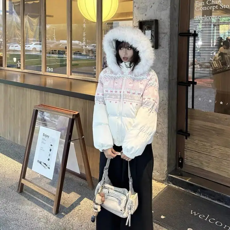 

Женская хлопковая утепленная куртка в американском стиле с меховым капюшоном, новая зимняя флисовая подкладка, толстая куртка-пуховик