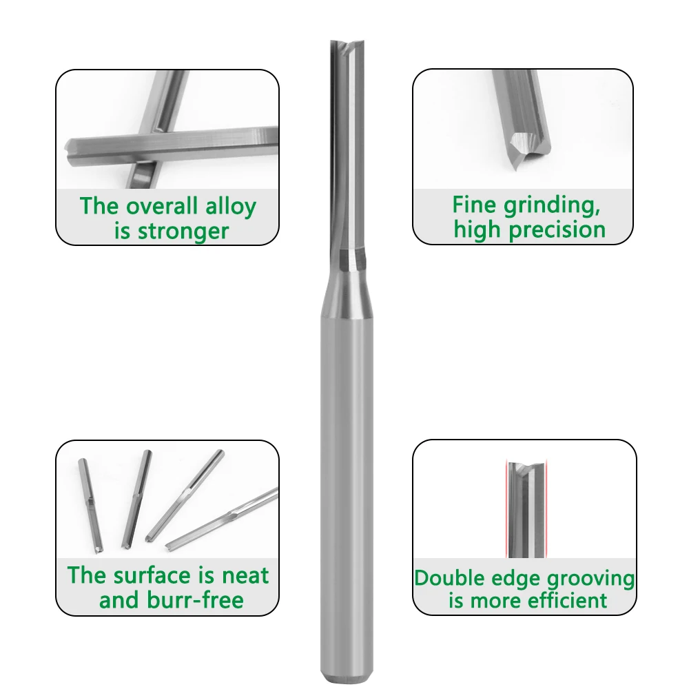 LAVIE-Double-Edged Straight Groove Router Bit Set, Liga, Não-Burr, Ferramenta de corte, End Mill, Madeira, CNC gravura, Cutter-C, Z03B0, 3,175