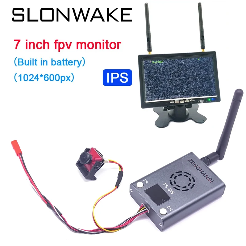 Lange Afstand 5.8G 56ch Zender TS-5W Fpv Fm Module Audio En Cmos 1200tvl Camera Met 7 Inch Hd Ips Fpv Monitor Gebruik