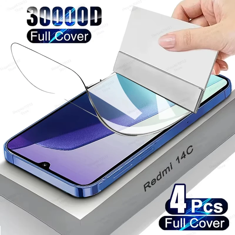 4Pcs Hydrogel Film For Xiaomi Redmi Note 13 Pro 13c 12 11 10 9 8 Pro Plus 5G 11S 10S 9S 8T 7A Screen Protector Protection Film