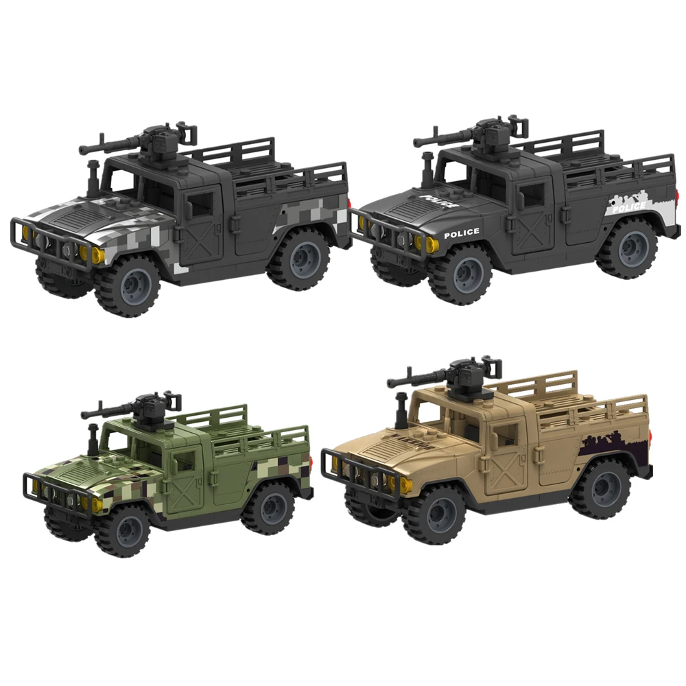 Blocs de construction de véhicules militaires de la Seconde Guerre mondiale, soldats, SWAT, police, camions de transport, véhicules blindés, jouets
