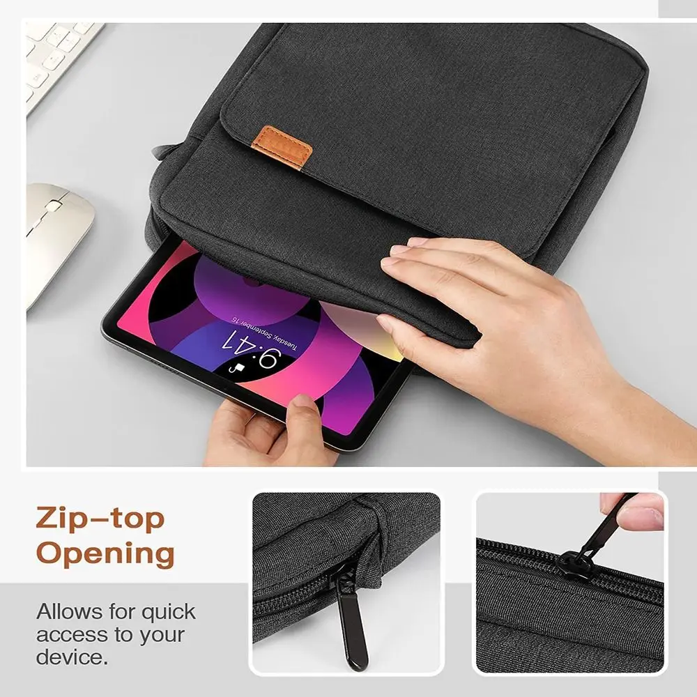 9/11/13.3 inch Tablet Sleeve Case Universal Wear-resistant Laptop Carrying Case Shockproof Concealed Hand Strap Document Storage