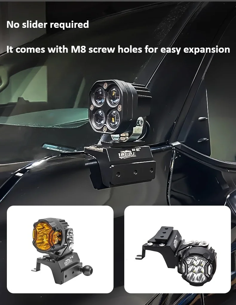 Car A-pillar LED Spotlight Expansion Bracket Front Hood Dual Light Quick Release Lamp Stand For Toyota Land Cruiser LC300