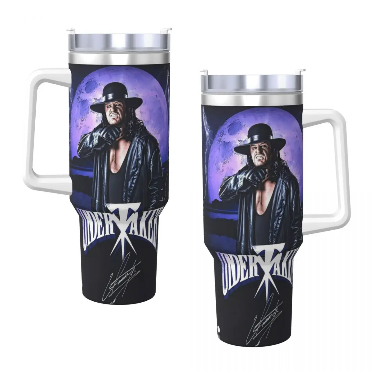 

Стакан Undertaker Wrestling из нержавеющей стали, термокружка для вождения с соломинкой и крышкой, 40 унций, автомобильные кружки, бутылка для горячих напитков, воды