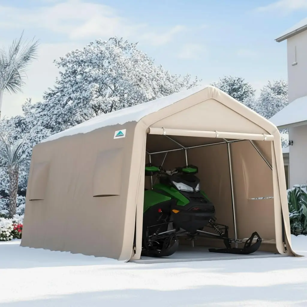 

Металлический сарай-гараж 10x15 футов с конической крышей, 2 рулонными воротами и вентиляционными отверстиями для мотоциклов, лодок, садового инвентаря, на заказ