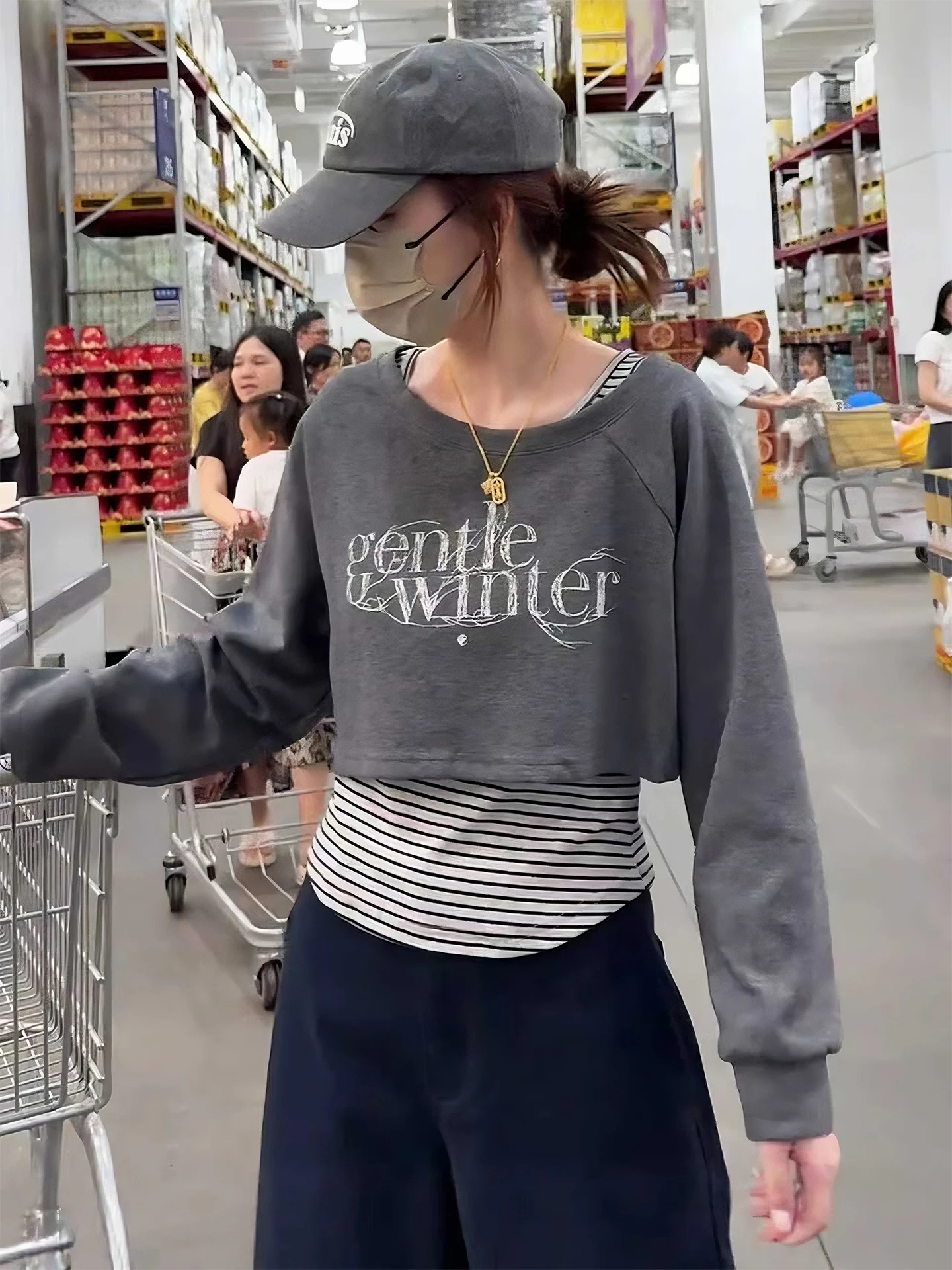 Koreaanse Sle ronde Ne Letter Print ort Sweatshirt dames herfst winter nieuwe High Faion top tweedelige set trendy