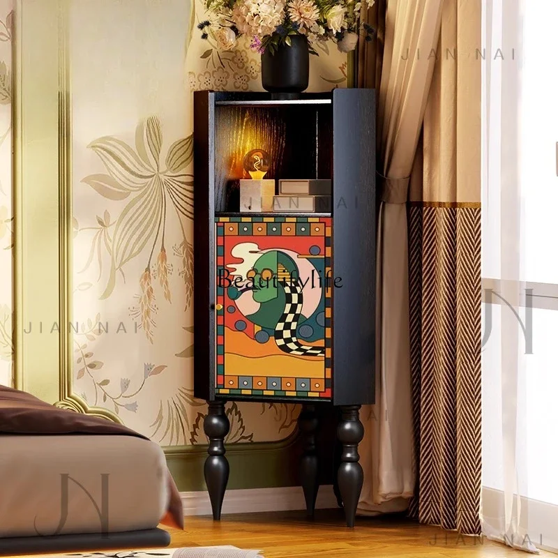 

yj5 Modern Minimalist Triangle Cabinet French Retro Corner Living Room Storage Cabinet