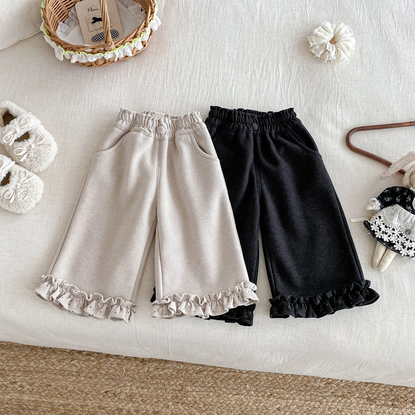 

Зимняя одежда для новорожденных девочек, 2025 г., флисовые детские брюки для маленьких девочек, повседневные однотонные утепленные брюки с эластичной резинкой на талии для маленьких девочек