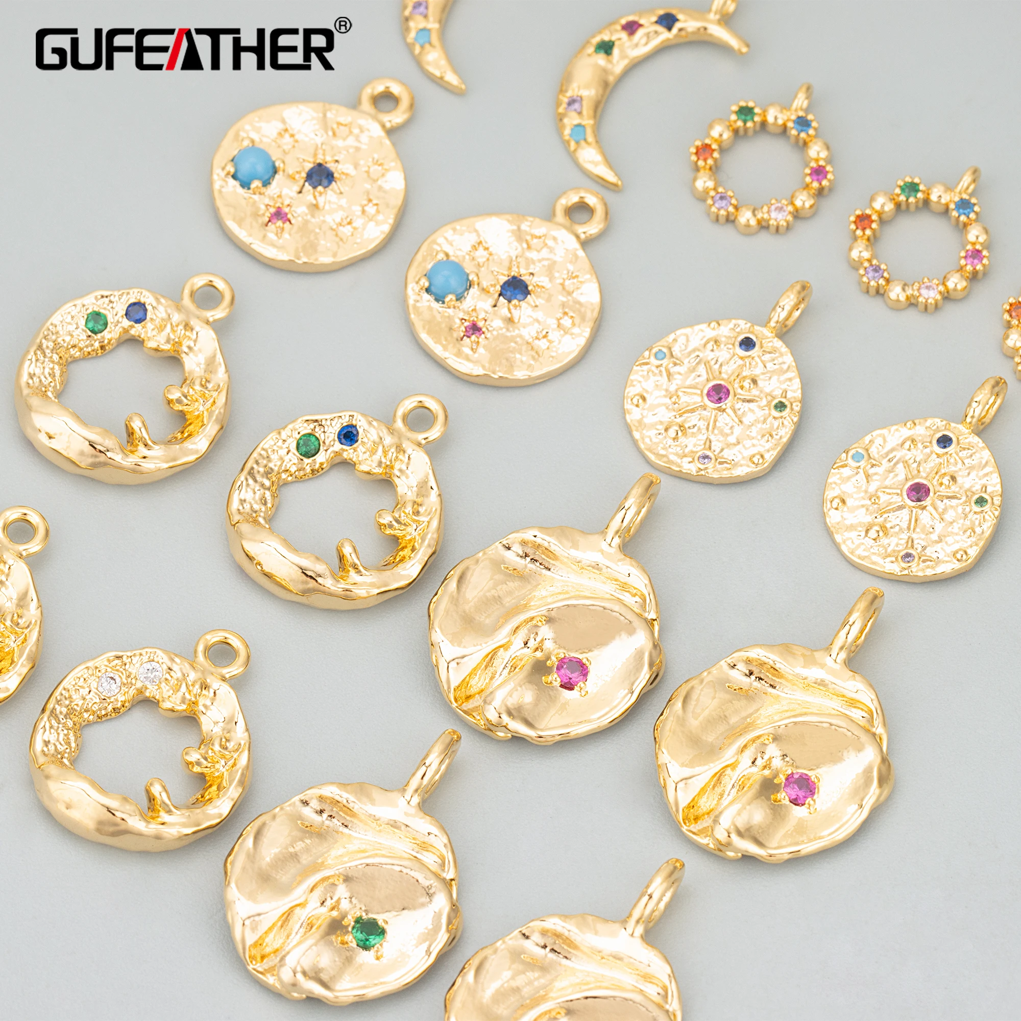 GUFEATHER MF03,jewelry accessories,18k gold plated,copper,nickel free,hand made,charms,jewelry making,diy pendants,6pcs/lot