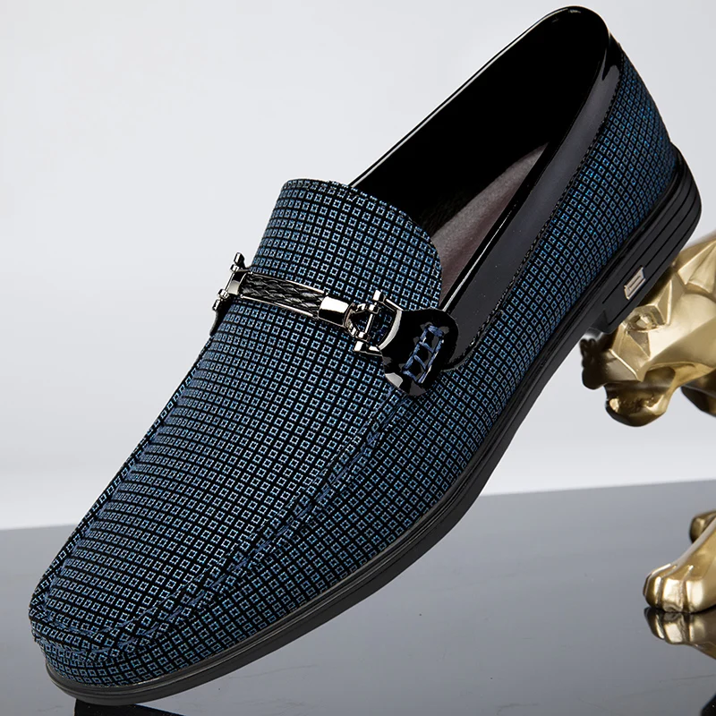 

Мужские весенние удобные повседневные лоферы высокого качества с круглым носком, модные брендовые классические синие дышащие повседневные кожаные туфли