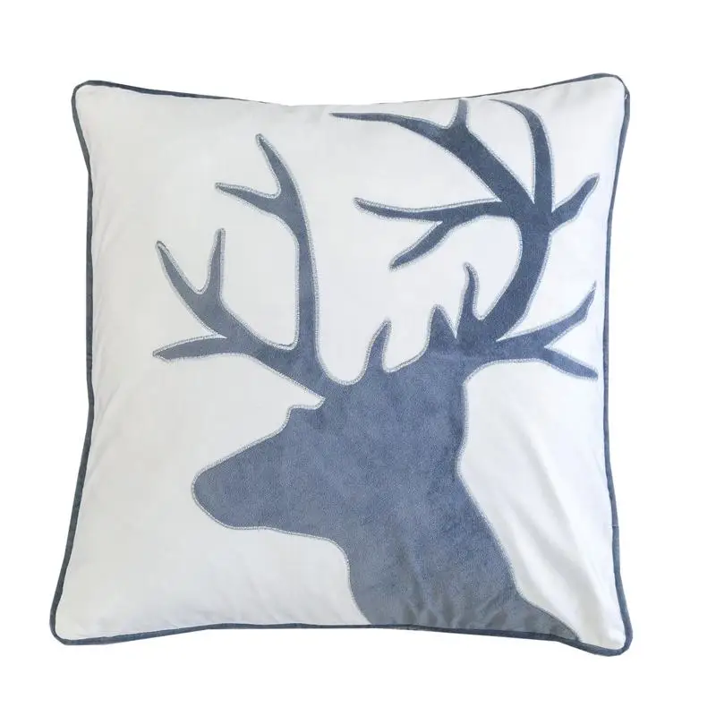 

Holiday Reindeer Velvet Accent Pillow 20x20 - White Gray with Insert, Soft Decorative Cushion for Home, Cozy Winter Decor,