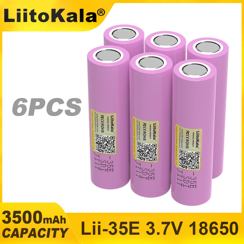 Liitokala INR18650 35E Original 18650 Lithium Battery 3500mAh 3.7V 25A High Power for Electrical Tools Flashlight