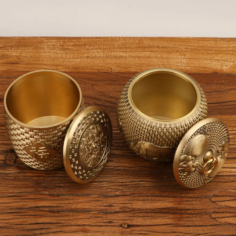 Pure Brass Incense Powder Box Sealed Incense Powder Pot Incense Powder Bottle Small Tea Pot Mini Portable Tea Storage Tank
