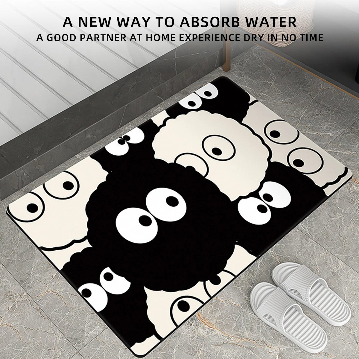 Cartoon Eyes Diatom Mud Anti Slip Mat Entrance Floor Mat Bathroom Quick Drying Foot Mat Washbasin Water Absorption Anti Slip Mat