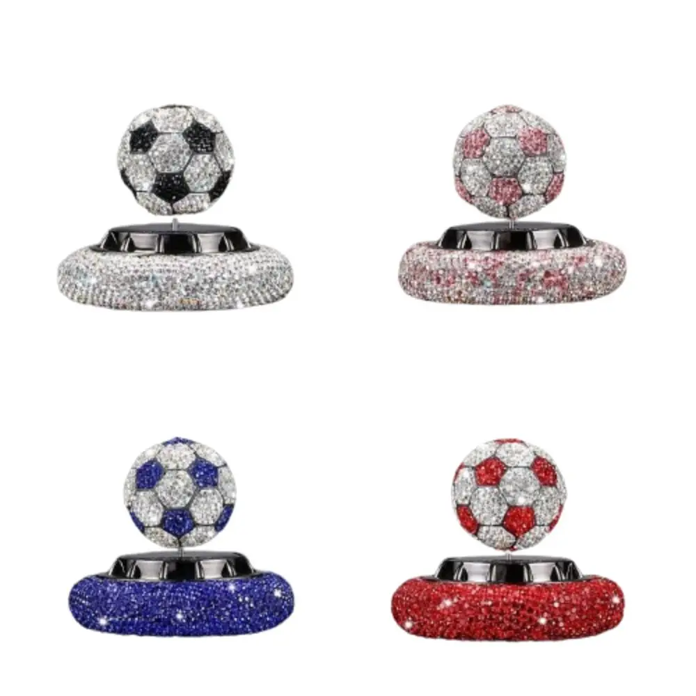 Football Shape Car Air Freshener Exquisite Non-toxic Metal Perfume Diffuser Diamond-studded Long Lasting Car Solar Aromatherapy