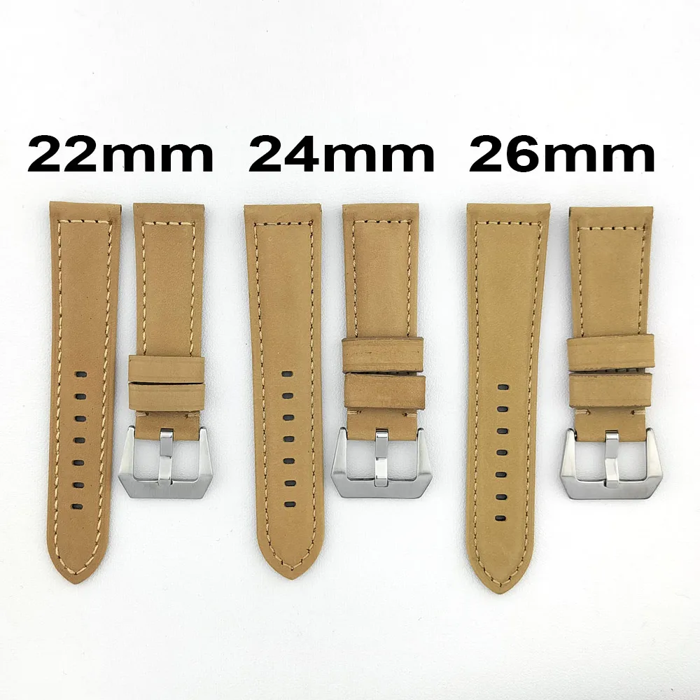 22mm 24mm 26mm Universal Ersatz Leder Uhrenarmband Armband für Männer Großes Uhrenarmband Schwarz Blau Hell Dunkelbraun