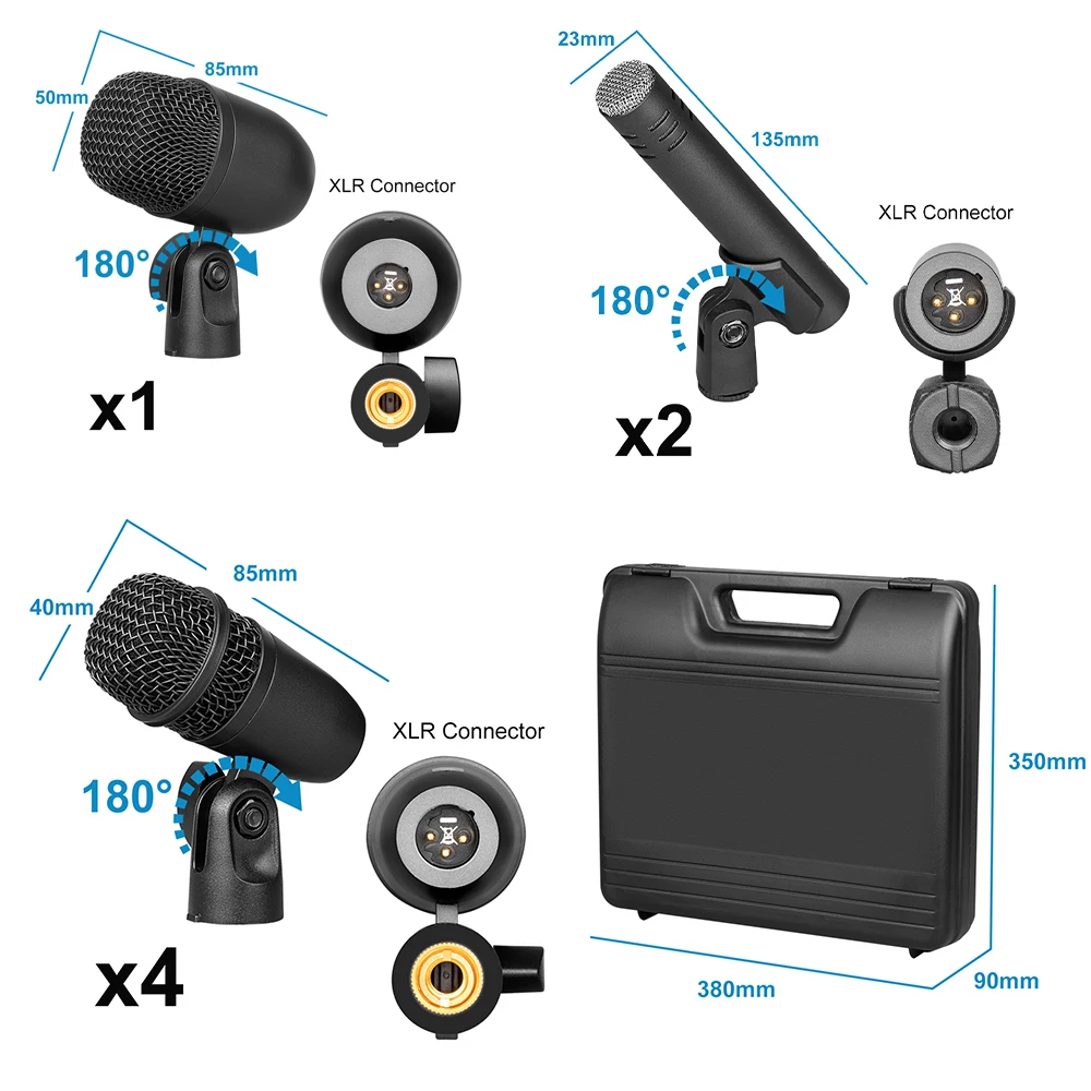 GM7 micrófono de tambor dinámico con cable de Metal para espectáculo de escenario, instrumento Musical, ventas directas de fábrica, 7 piezas