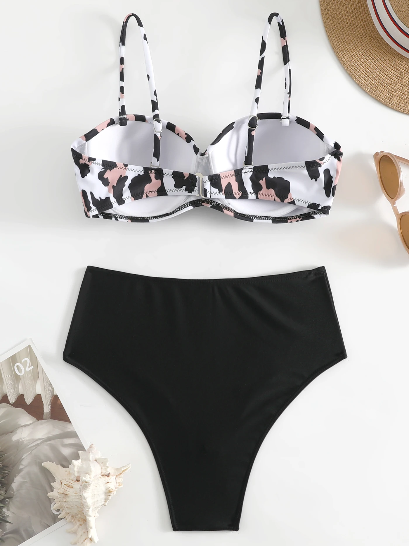 Strappy البيكينيات 2025 النساء عالية الخصر ملابس السباحة ليوبارد ملابس السباحة الإناث بحر الصيف الاستحمام السباحة لباس سباحة XXL