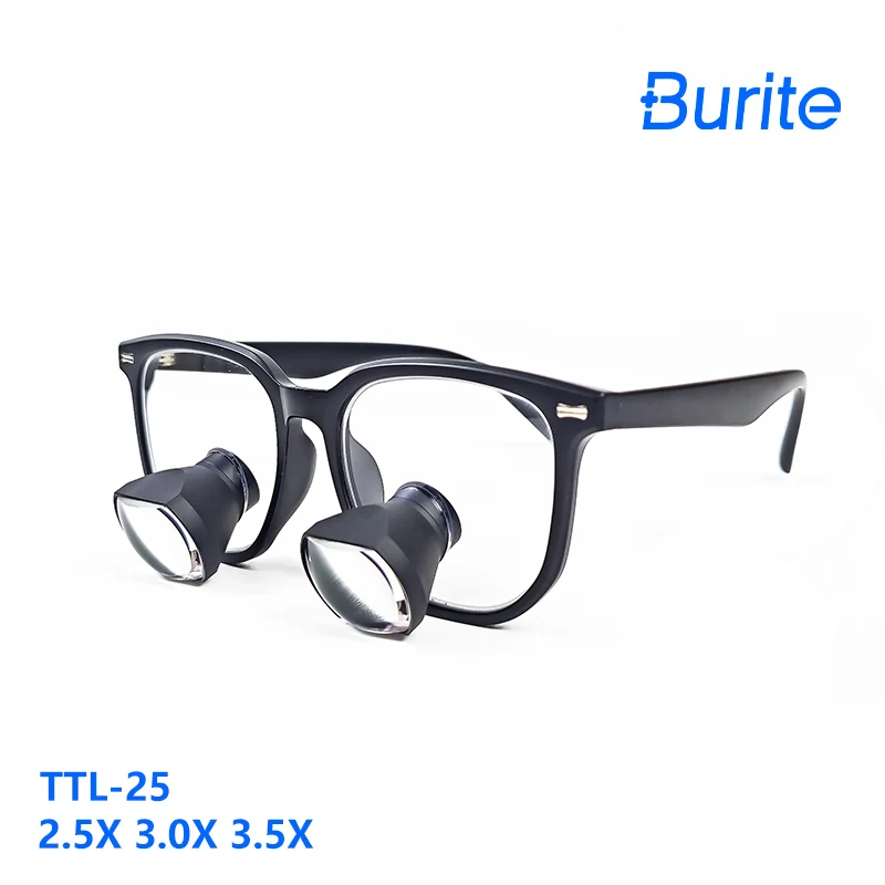 Burite Panoramic TTL Dental Loupes Medical Surgical Magnifier Lupa PD Customized Surgery Binocular with LED lights battery