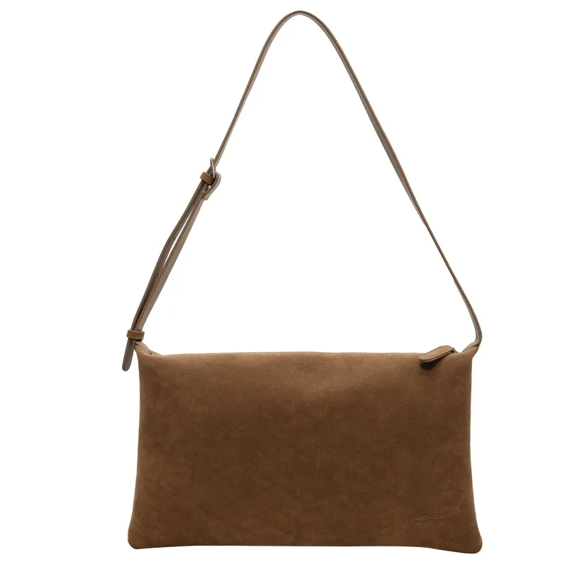 Bolso de mano de gamuza esmerilada Vintage para mujer, bolsa de hombro para axilas, bolsa de viaje Simple de gran capacidad, nuevo, Otoño e Invierno