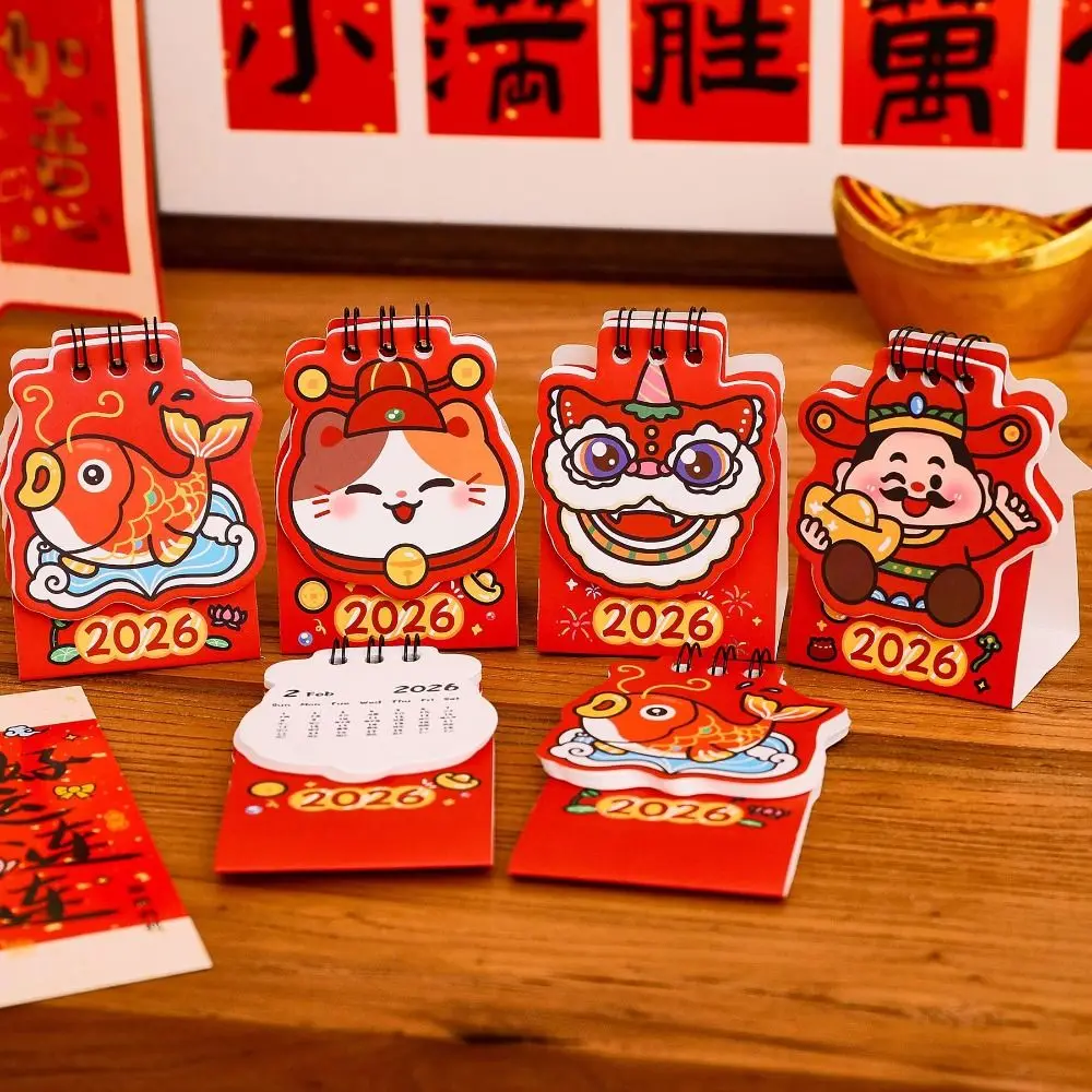 

Creative Red Desk Calendar To Do List Cartoon 2026 Coil Calendar Daily Planner Desktop Decorations