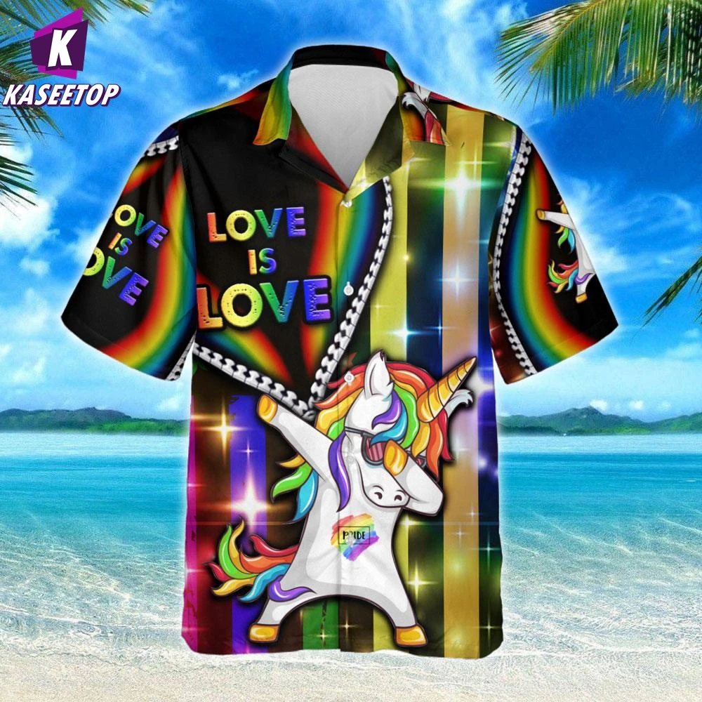 Love Is Love Unicorn Hawaiian Shirt 3D All Over Printed Summer T Shirt Men's For Women's Harajuku Casual Beach Button Tee Shirt