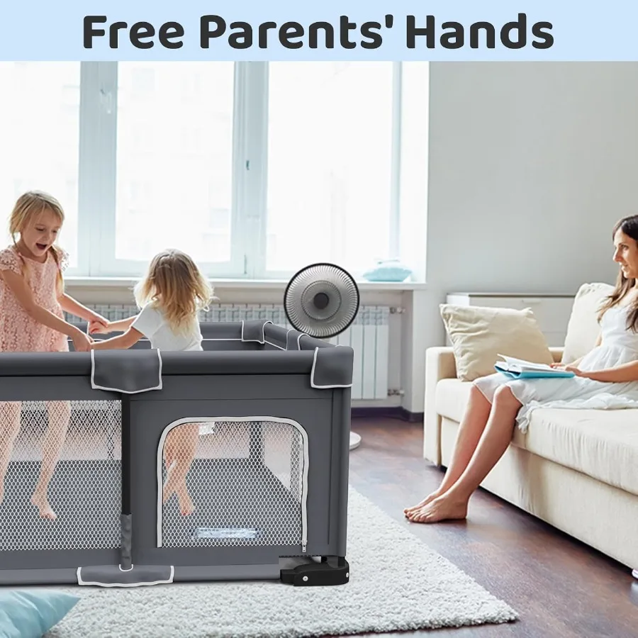 Foldable Baby Playpen with Mat Foldable Playpen for Babies and Toddlers Folding Portable Play Pen Collapsible Play Yard with 2