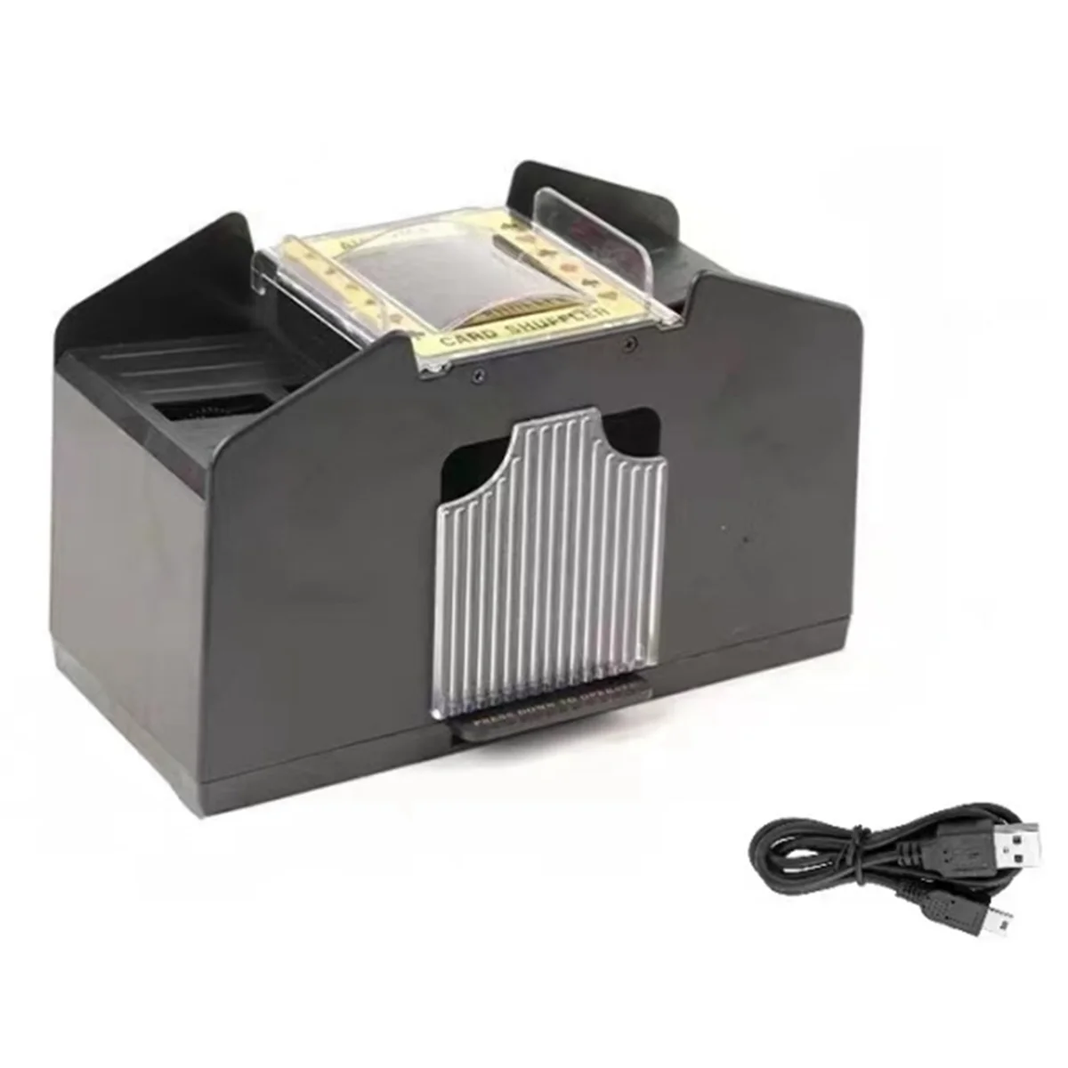 Baraja de cartas automática, 4 cubiertas, USB + batería, doble propósito, grande