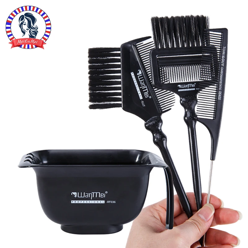 

Набор для краски для волос: чаша для окрашивания + кисть 2-в-1 + расческа, инструменты для окрашивания волос в салоне дома, легко чистящиеся многоразовые принадлежности для окраски волос