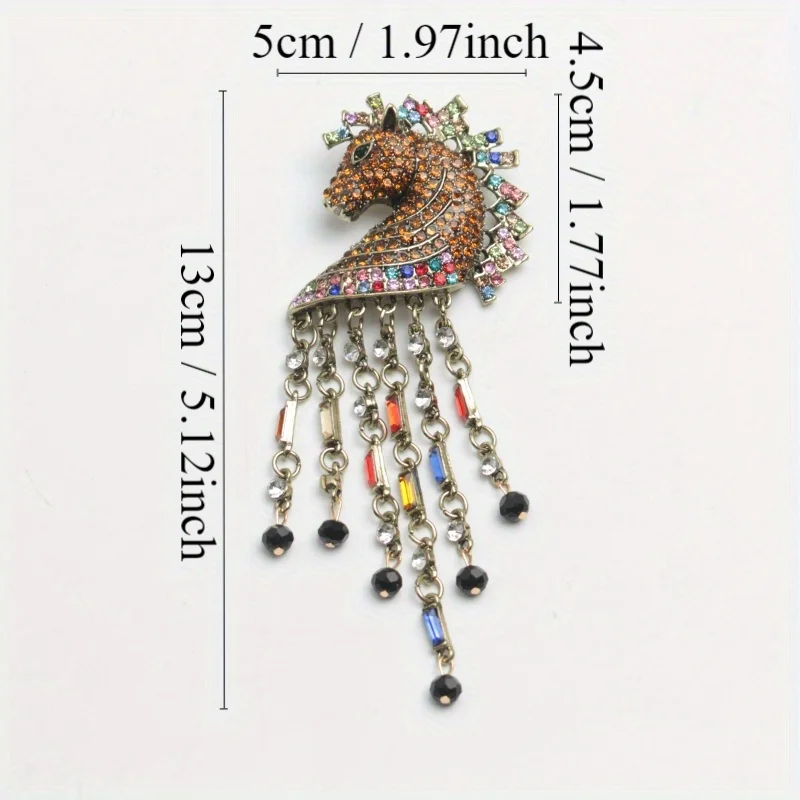 Personality Fashion Animal Corsage Medieval Vintage Heavy Industry Fringe Horse Brooch Courtly Style Coat Adornment