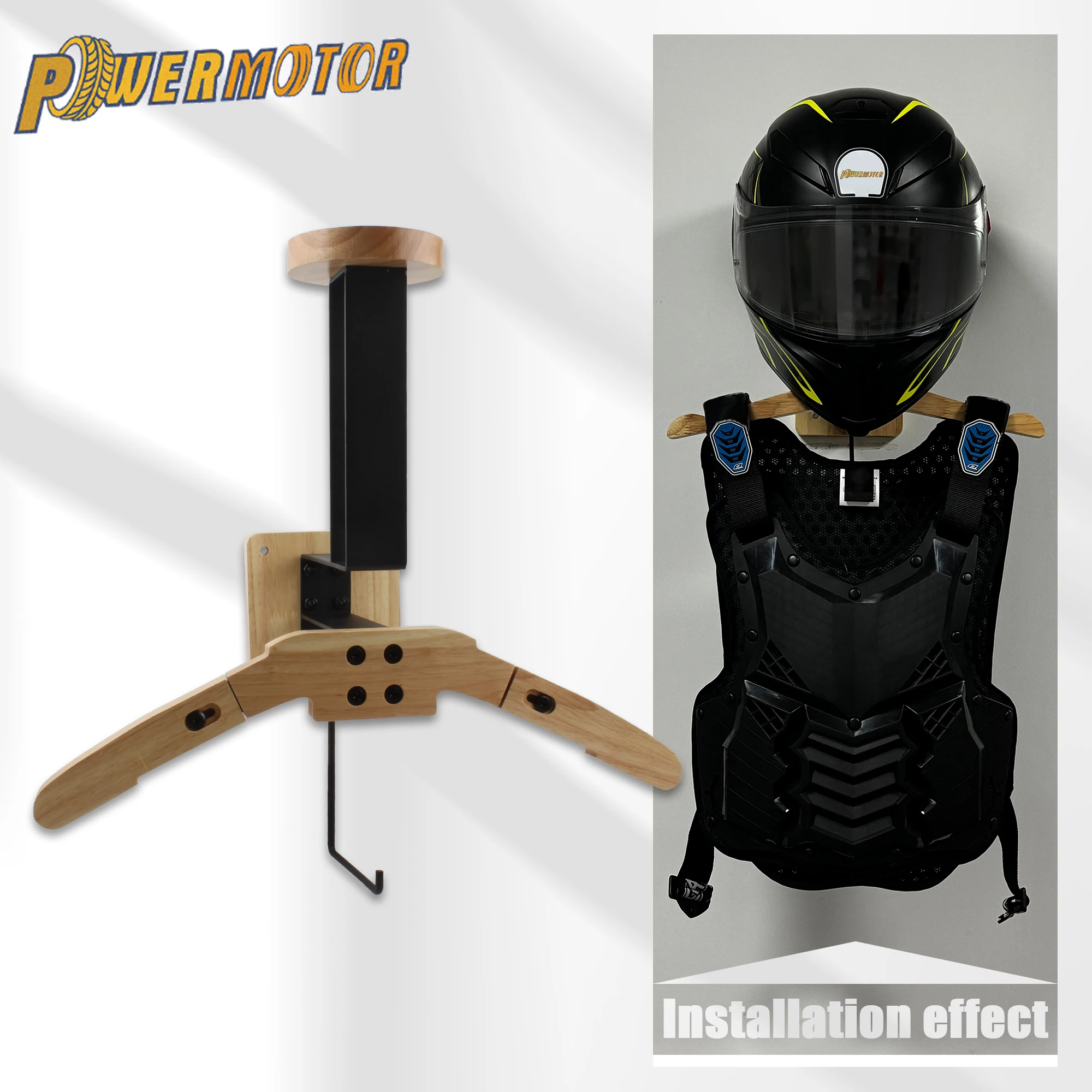 Motorcycle Helmet Rack Wall Mount Wooden Bicycle Helmet Display Hanger Wall Organizer for Motorcycle Football Cycling Gear