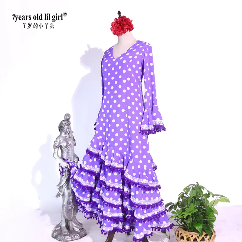 Vestido da ballo español, falda de práctica de Flamenco, ropa para mujer DTT04