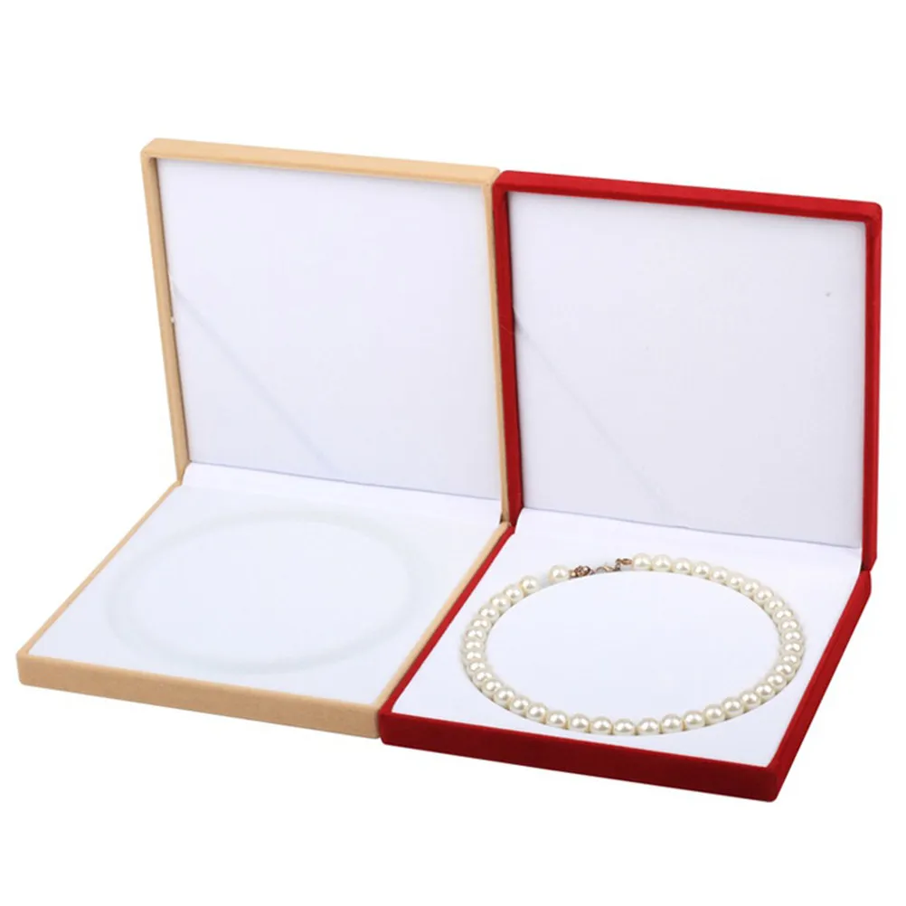 

Red Square Jewelry Gift Box Premium Flocking Necklace Storage Case Portable Jewelry Holder for Travel Display Packaging