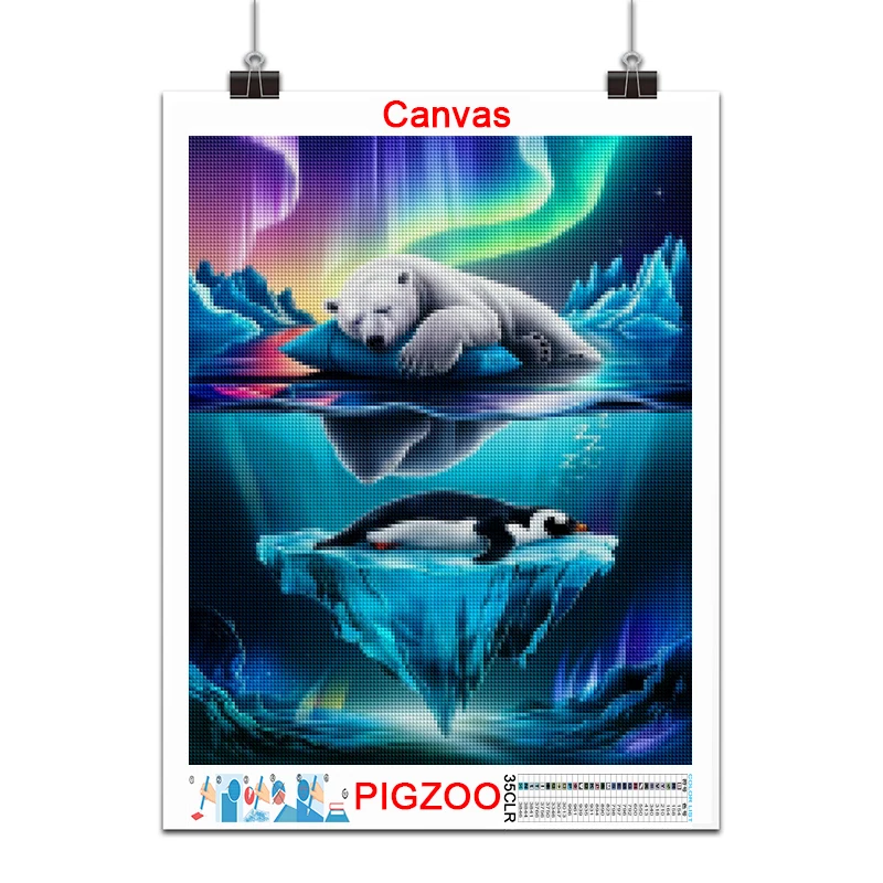 الوافدين الجدد الماس الفن اللوحة أورورا الكلب البطريق الثعلب ختم ديكور المنزل كامل مربع ومستدير فسيفساء التطريز عبر غرزة بيع