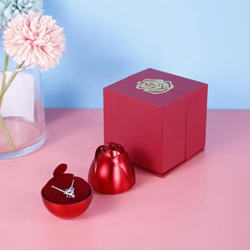 Nuovo in scatola di gioielli rosa per ciondolo collana organizzatore regalo di san valentino scatola di esposizione di imballaggio di sollevamento di carta di plastica di plastica