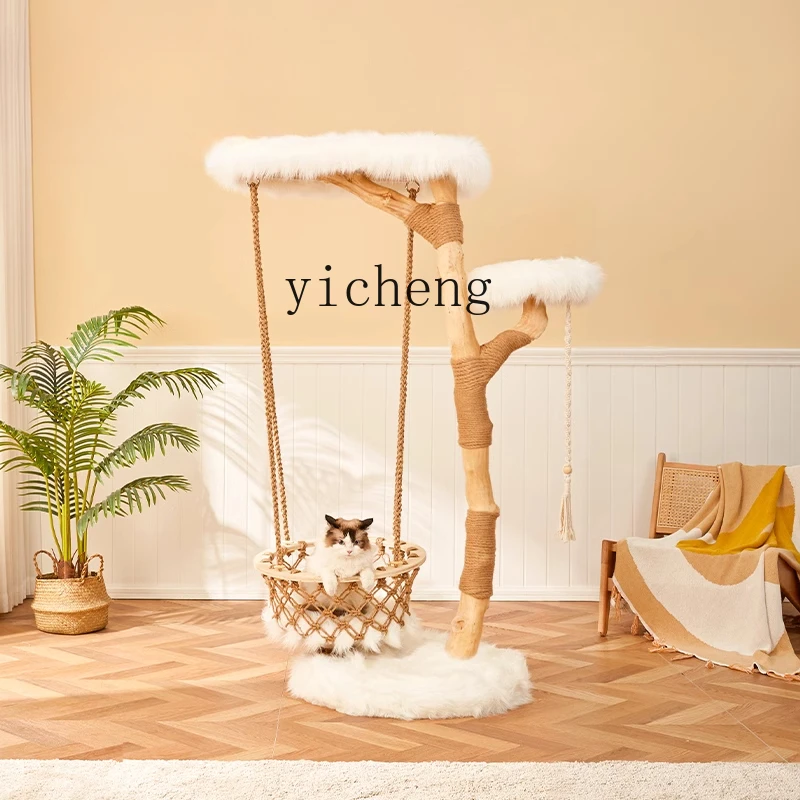 

TQH cat climbing frame villa pure handmade solid wood large cradle cat jumping platform supplies cat toy cloud