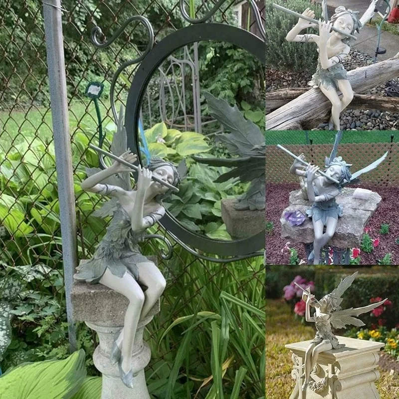 Flute Fairy Flower Fairy Statue Garden Decoration Angel Wing Resin Craft Decoration