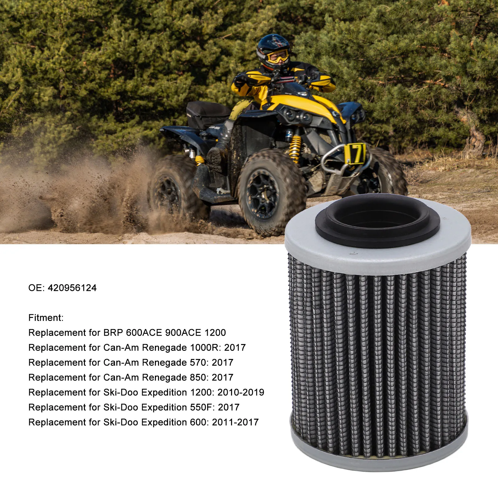

Масляный фильтр мотоцикла OEM Масляный фильтр Масляный фильтр 420956124 Высокопроизводительная эффективная замена для BRP 600ACE 900 1200