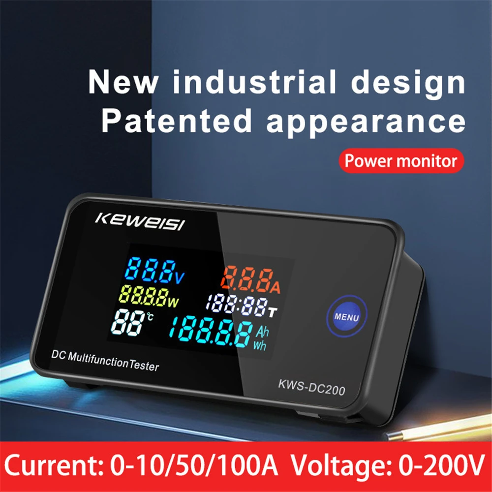 Voltmeter Ammeter DC 0-200V KWS Power Energy Meter LED Digital Wattmeter Electric Meter with Reset Function 0-100A