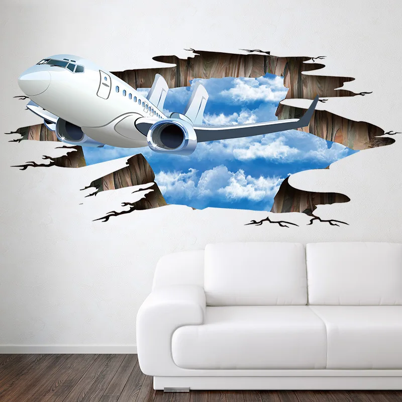 3D three-dimensional wall stickers Airplane stickers Room decoration wall stickers