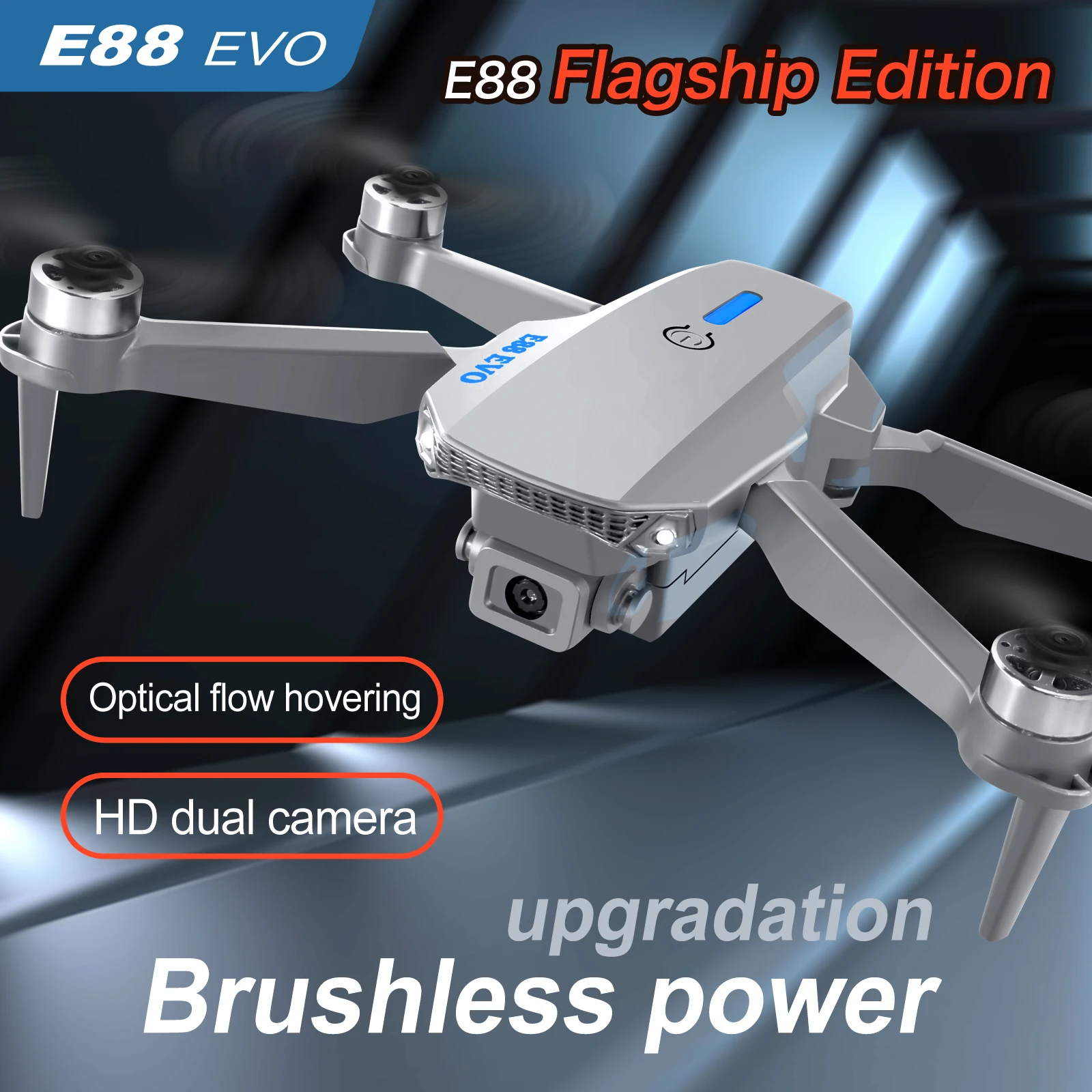 E88 Pro Drone 5G WiFi FPV Brushless Motor Return 4K HD Dual Camera Optical Flow Localization RC Quadcopter Drone Toys