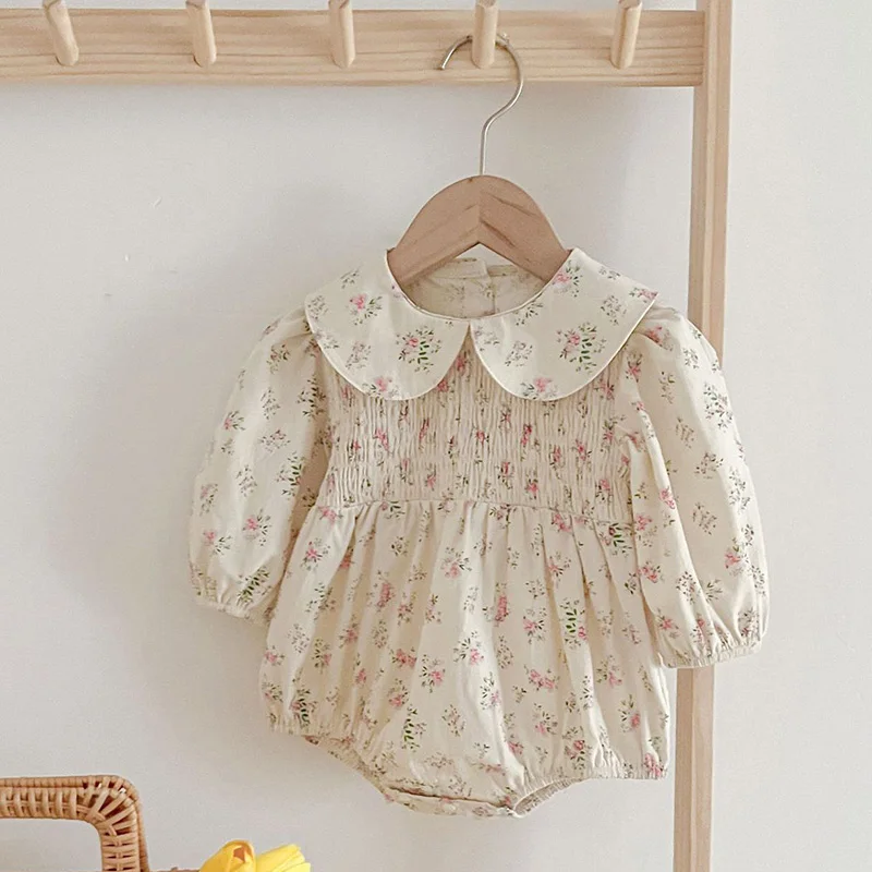 New Baby Clothing ﻿Floral One Piece Infant Newborn Baby Girl Bodysuits Polk Collar Princess Sweet Kids Romper Jumpsuit Newborns
