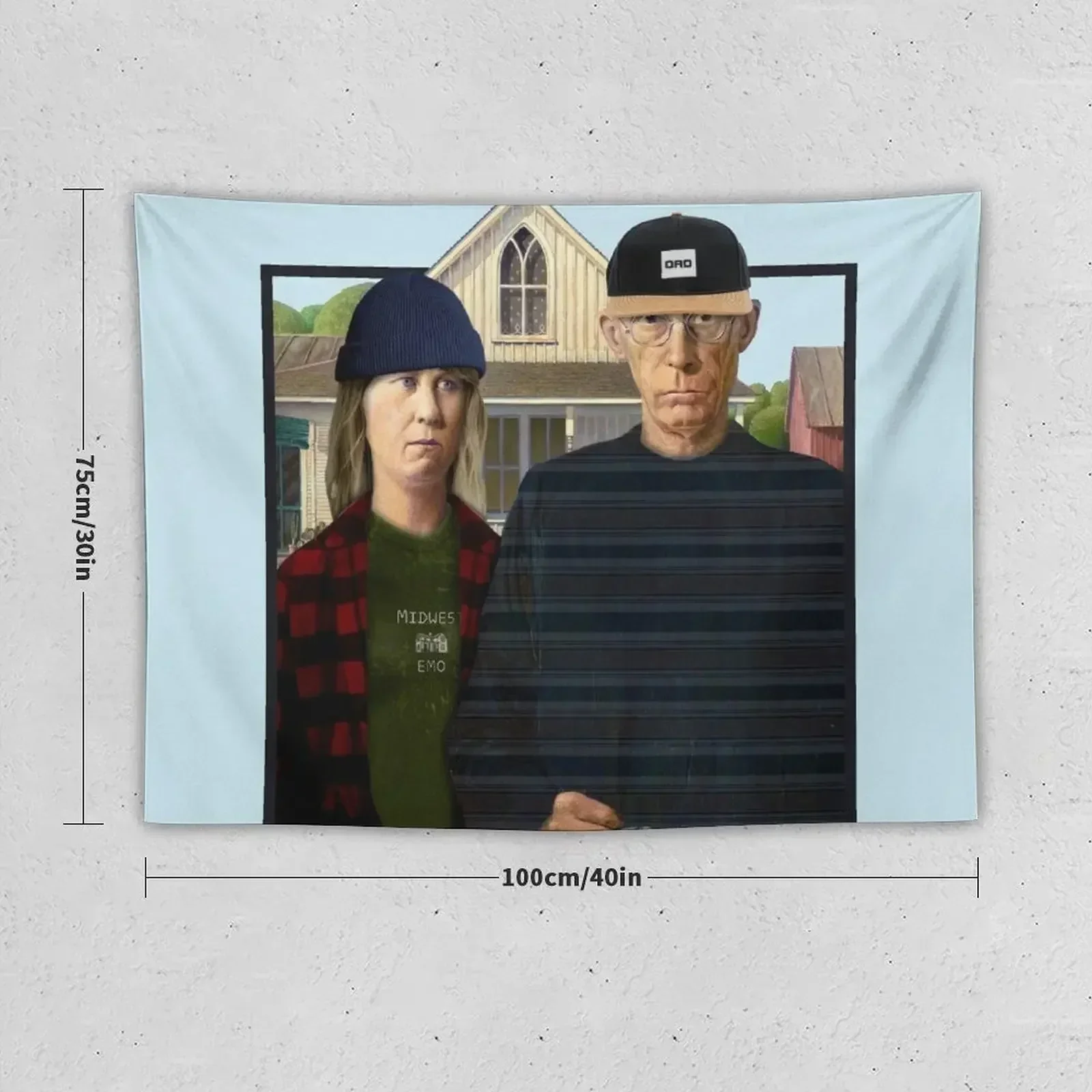 Midwest Emo American Gothic Parody Tapestry Korean Room Decor Wallpaper Tapestry