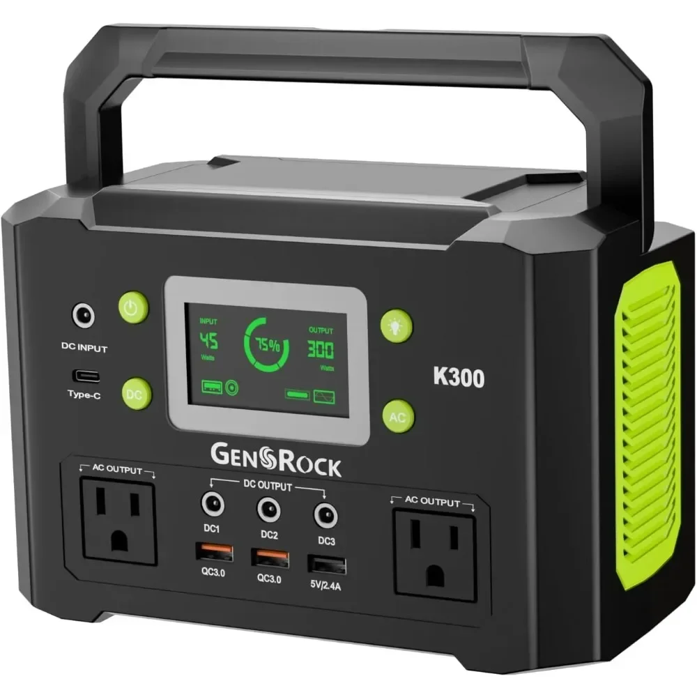#For Portable Power Station, 110V/300W Pure Sine Wave Solar Generator, 222Wh Backup Lithium Battery with AC Outlet/QC&